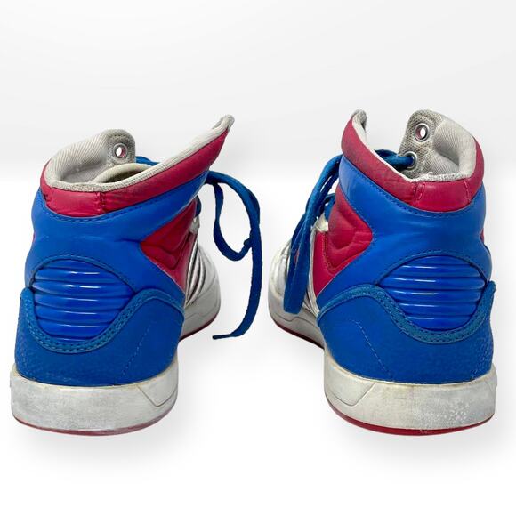 00s ADIDAS Vintage White Blue Court With Attitude High Top Sneaker Mens 6.5 - Picture 4 of 9